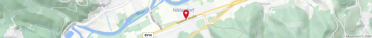Kartendarstellung des Standorts für Apotheke Niklasdorf in 8712 Niklasdorf